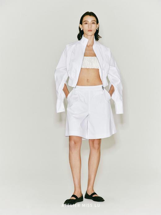 【棉花糖】褶皱立裁设计拉链衬衫夹克 商品图0