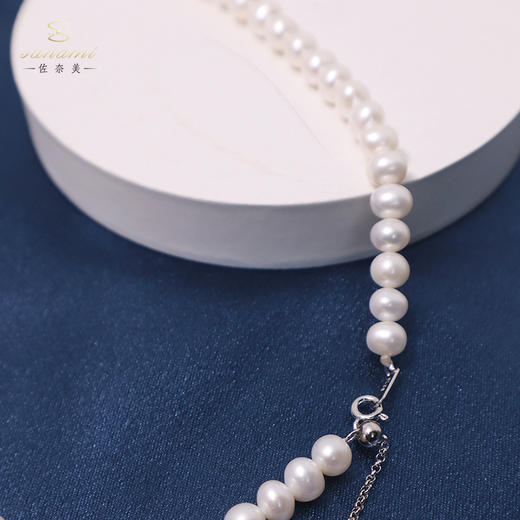 【E】佐奈美（SANAMI）S925银可调节小银球轻奢淡水珍珠项链银Z1T2087SWS 商品图3