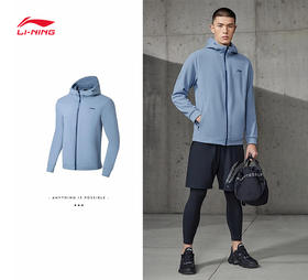 李宁（LI-NING） 李宁外套男2022秋冬新品健身系列加绒保暖防泼水连帽开衫AWDSA61