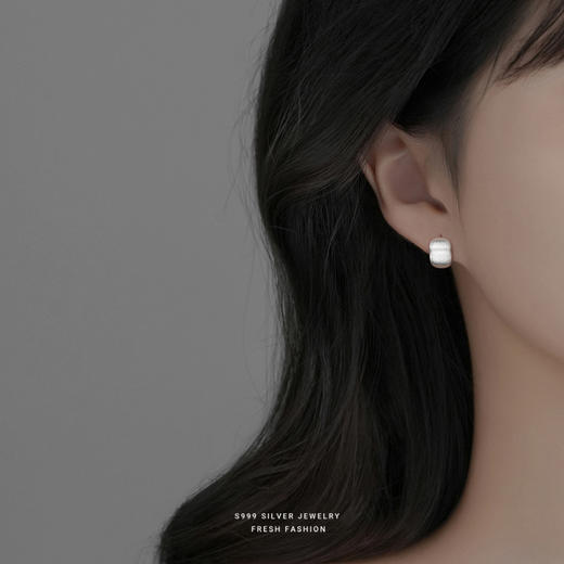 【清瑟】S999银足银拉丝弧形几何冷淡风耳饰【YXS-E3187】 商品图3