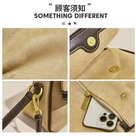 Safiya/索菲娅2024时尚邮差包百搭手机包大容量女士单肩斜挎女包 SF900550Y 商品图3