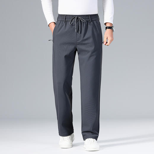 【牛奶丝】【新款DZP】大依优型大码直口休闲裤弹力松紧腰加肥加大宽松舒适运动裤男装裤子长裤 商品图3