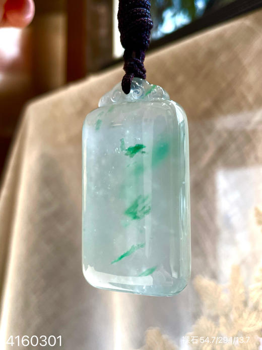 玻璃种飘花无事牌挂坠【4160301】具体价格微信咨询 商品图2