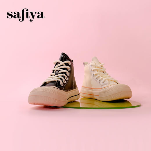 超值精选 | Safiya/索菲娅春夏圆头系带百搭高帮透气休闲帆布板鞋 SF33912381 商品图4