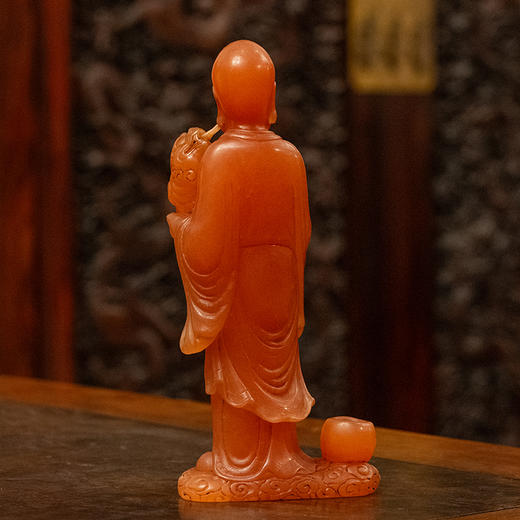 清 红善伯洞石雕戏狮罗汉像 商品图3