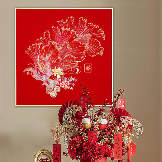 多喜爱婚庆刺绣装饰画  喜嫁装饰系列 比翼情深cs 商品图2