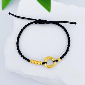 【限时7.5折】【定价黄金】足金 #莫比乌斯 #小红书 3D硬金圆珠莫比乌斯环黑绳调节成品手串(AA3DSC00256-2)（预售产品下单后不退款不退货不换货不补差价）