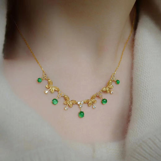 龢盒原创 满天‮轻星‬奢翡‮小翠‬绿蛋‮骨锁‬链 商品图2