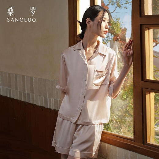 【石榴婆专属】桑罗23姆米重磅睡衣女套装新款撞色桑蚕丝居家服可外穿 商品图6