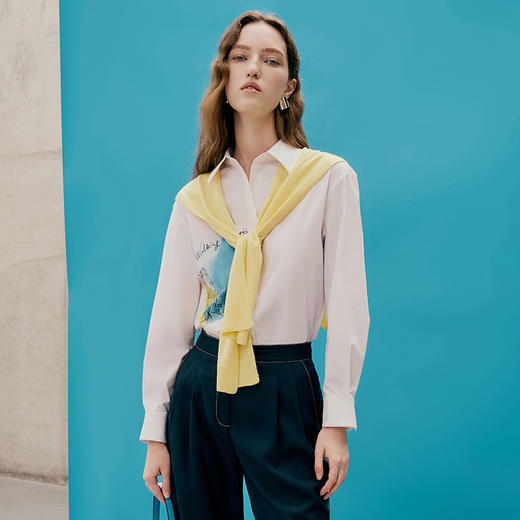 EITIE爱特爱春季新款时尚气质印花衬衫女上衣7309007 商品图2