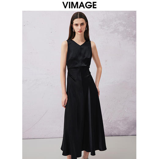 VIMAGE纬漫纪夏季新款气质收腰显瘦无袖连衣裙V2177701 商品图3