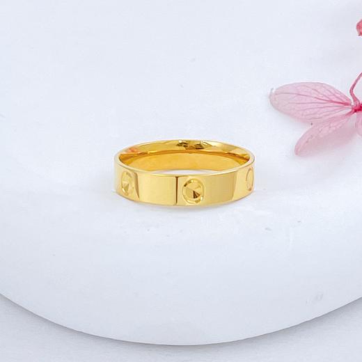 【限时克减150元】足金999.9 【精品】实心固口镜面金仿钻戒指圆形圈戒女戒（面宽约3.6-4.2mm）(AIJZ00029-2)（预售产品下单后不退款不退货不换货不补差价 商品图0