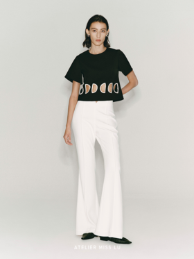 【珍珠小姐】海鸥腰线微喇长裤