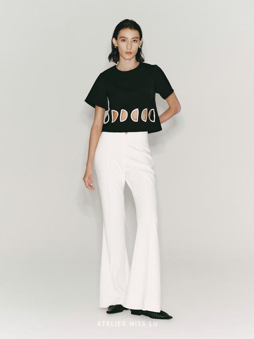 【珍珠小姐】海鸥腰线微喇长裤 商品图0