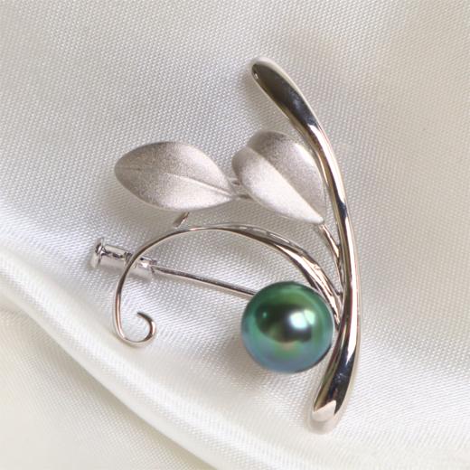 【小树叶】大溪地黑珍珠胸针 商品图0