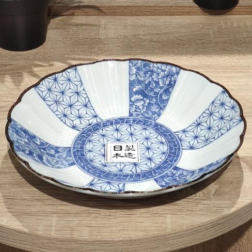 B3104青花麻叶24cm菊形深盘 商品图0