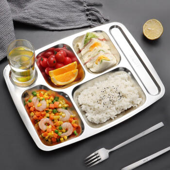 拜杰304不锈钢餐盘成人饭盒分格餐盘六格加厚学生快餐盘LY-245 /厨具 /餐具 /饭盒/提锅 商品图2