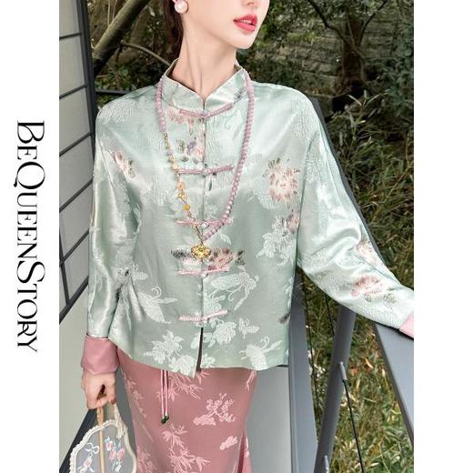 【大货孤品，不退不换】【素锦青衣】新中式重工浮雕提花高级感桑蚕丝国风外套 商品图3