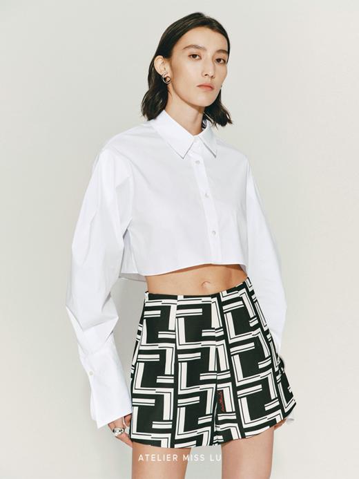 【摩登时代】品牌定制字母印花A字高腰短裤 商品图3