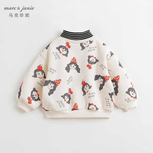 马克珍妮冬装新款 女童高领条纹卡通女孩摇粒绒卫衣 232126 商品图2