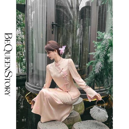 BeQueenStory【金缕蝶梦】重工手工盘扣中式婉约收腰上衣&国风半裙 商品图0