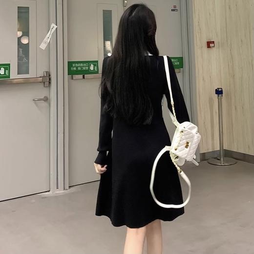 春秋新款【韩系学院风 polo领菱格】拼接假两件 长袖针织连衣裙 商品图3