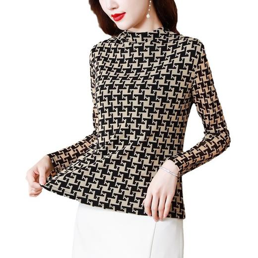 雀说 半高领网纱打底衫女士秋冬新款时尚内搭t恤洋气套头小衫上衣4ZF-SMZ11281 商品图4