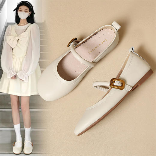 ZHR乐福鞋女2024新款时尚百搭复古休闲简约小香风玛丽珍浅口单鞋 商品图0