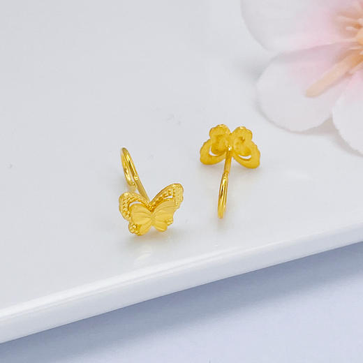 【限时克减150元】足金999 #九紫离火 (足金999字印)5G黄金镂空仿钻蝴蝶耳钉(5GES00643)（预售产品下单后不退款不退货不换货不补差价） 商品图1