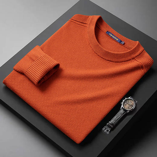 【加厚含羊毛】罗蒙秋冬菠萝提花毛衣男保暖针织衫男舒适打底衫男士毛衣男 商品图3