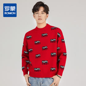 【字母提花】罗蒙秋冬时尚针织衫男百搭舒适毛衣男加厚男士毛衣男士针织衫