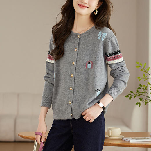 雀说短款针织开衫女毛衣外套新款小个子上衣外搭二八月AL JC-486 商品图1