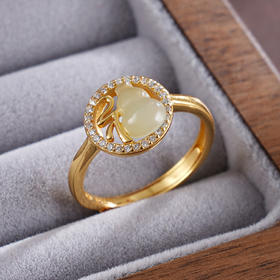 子佩集S925银【凝安】青玉戒指【WSA5315】和田玉镀金2401