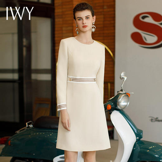IWY/小香风米色西装裙女新款职业连衣裙气质通勤工装裙Q1047 商品图5