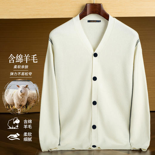 【含羊毛】罗蒙秋冬经典爆款针织开衫男时尚百搭针织外套男舒适男式针织衫 商品图2