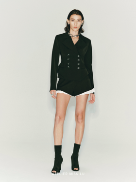 【绵密云朵】肌理泡泡纱拼接A字斜边短裤