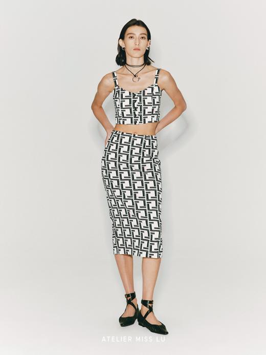 【回声】品牌定制字母印花铅笔半裙 商品图0