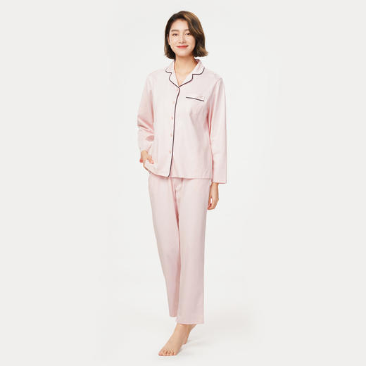 都市丽人生活家居春夏睡衣女32支CVC单面家居服薄款长袖长裤女士套装LH41A1 商品图2