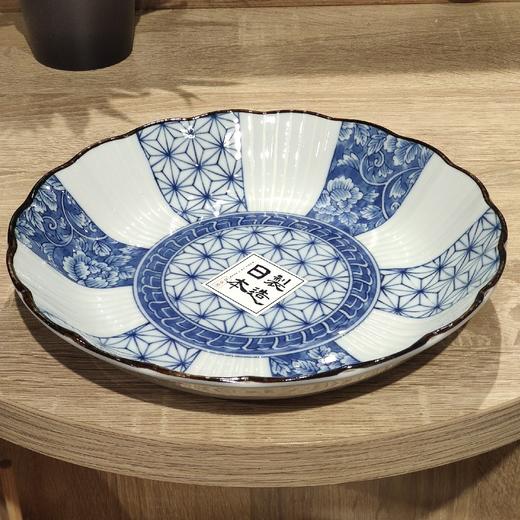 B3103青花麻叶22cm菊形深盘 商品图0