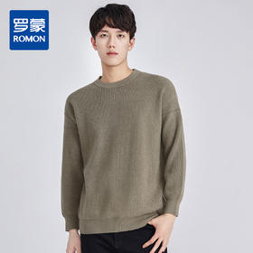 【中国螺纹】罗蒙秋冬时尚拼接落肩袖毛衣男卫衣帽衫男士针织衫舒适卫衣男