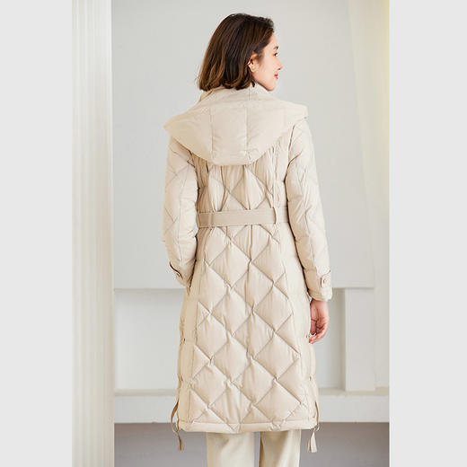 【鹅绒】乔万尼羽绒服撞色设计收腰中长款ET4T916 商品图3