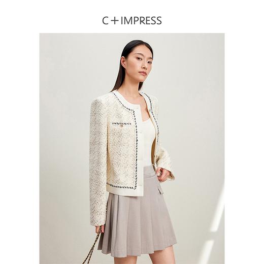 西嘉C+IMPRESS/西嘉千金玛德琳小香风外套女短款羊毛花呢拼接醋酸上衣WT2401029 商品图1