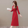 春款洋气修身优雅时尚大摆连衣裙立领国风中式礼服裙QYM-OMS-RB118-L 商品缩略图2