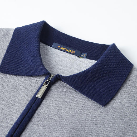 【膨体速暖仿羊绒】罗蒙男士秋冬撞色领polo衫男长袖毛衫男针织衫男卫衣 商品图3