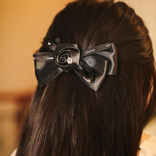 Manreya玛芮雅小香风黑色缎带发夹 商品图5