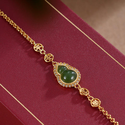 子佩集S925银【添福】手链【SL11543】和田玉镀金葫芦2401 商品图2