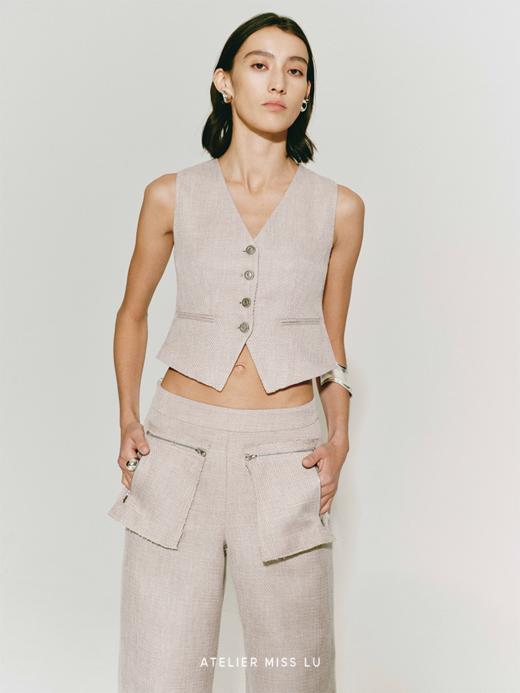 【细沙海岸】可拆卸拉链口袋阔腿长裤 商品图2