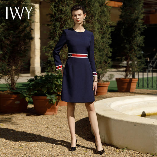 IWY/小香风藏青色西装裙女新款职业连衣裙气质通勤工装裙Q1047 商品图3