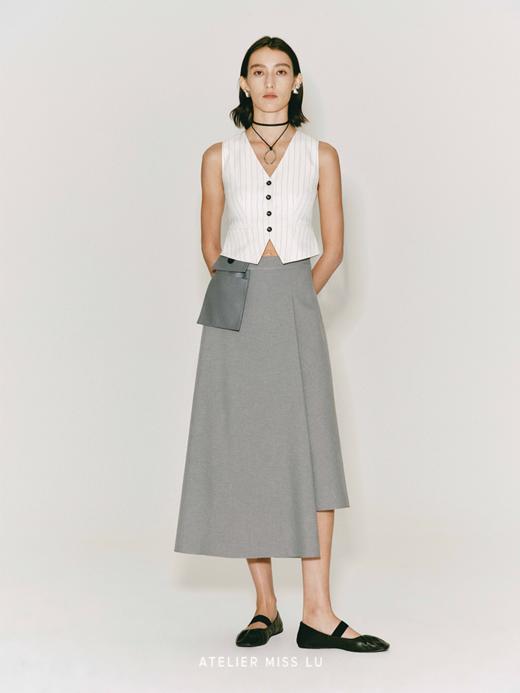 【瓦伦西亚】可拆卸口袋拼接不规则A字半裙 商品图0