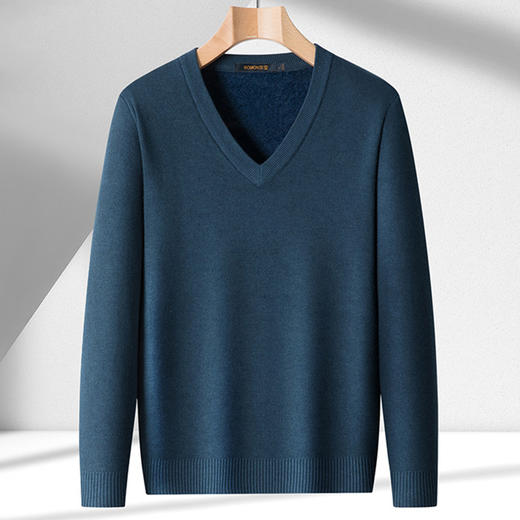 【一体绒】罗蒙加厚加绒针织衫男士毛衣百搭V领加绒毛衣男舒适毛衫男 商品图3